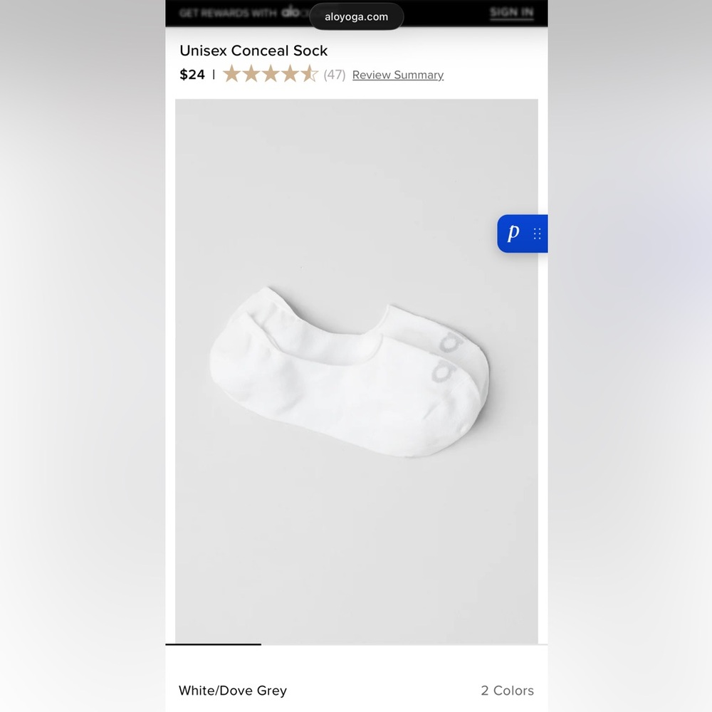 ALO Yoga White Unisex Casual Socks - Picture 2 of 2